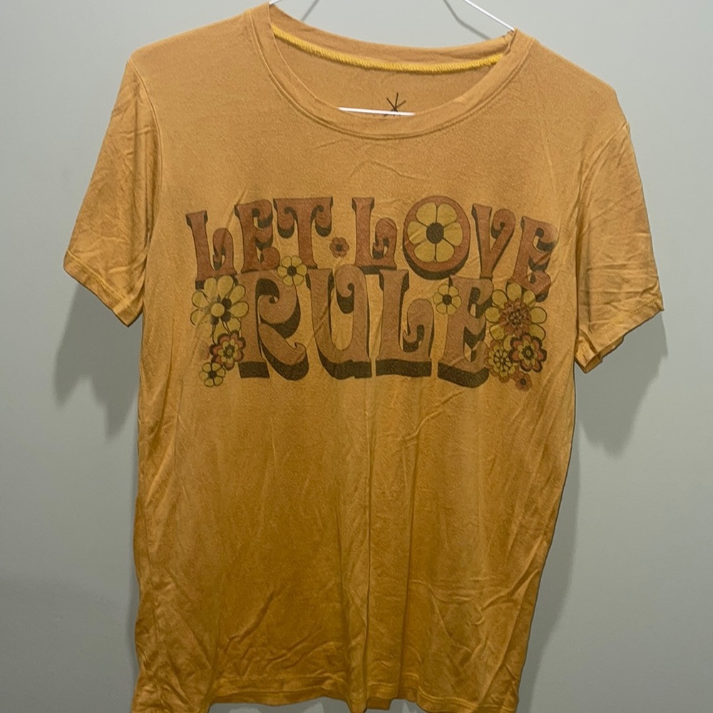 Mustard Yellow “Let Love Rule” T-Shirt, Life Clothing Co, M